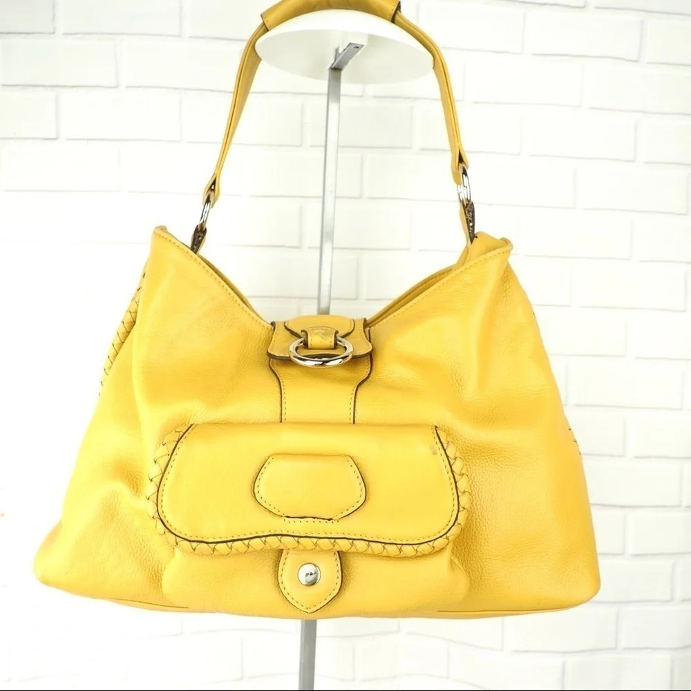 Sondra Roberts yellow gold leather shoulder bag